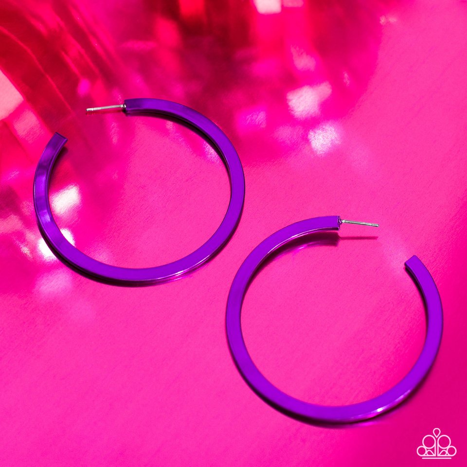 Pop HOOP - Purple - Paparazzi Earring Image