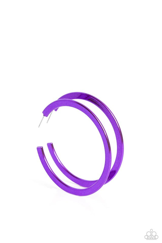 Pop HOOP - Purple - Paparazzi Earring Image