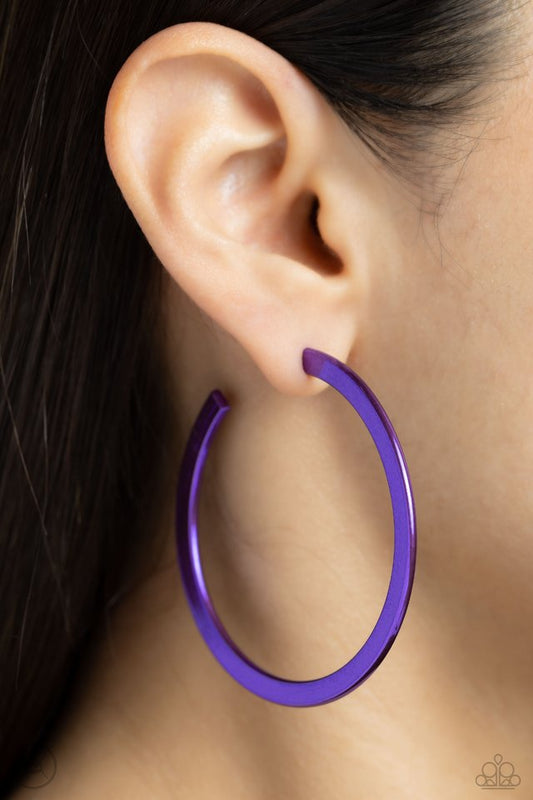 Pop HOOP - Purple - Paparazzi Earring Image