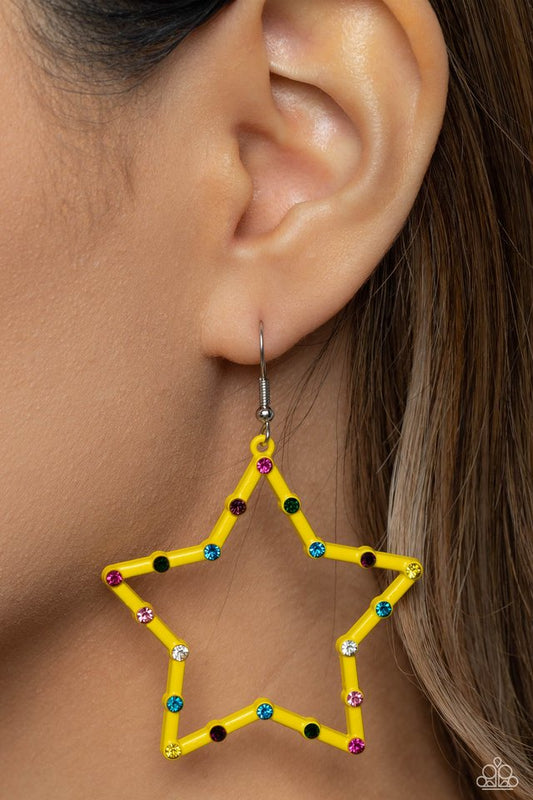 Confetti Craze - Yellow - Paparazzi Earring Image