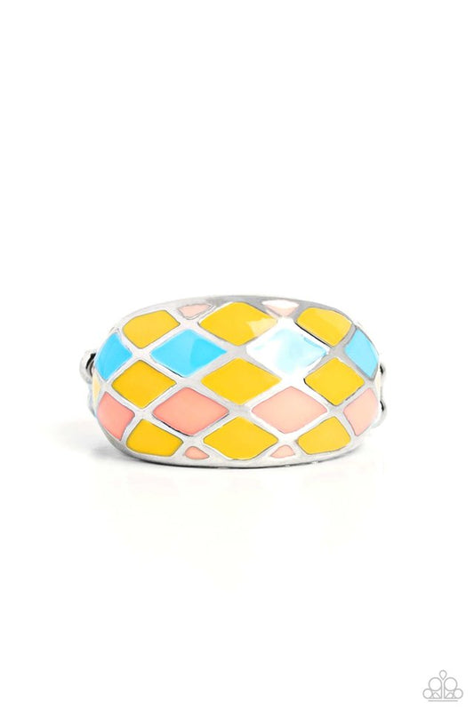 Patchwork Party - Yellow - Paparazzi Ring Image