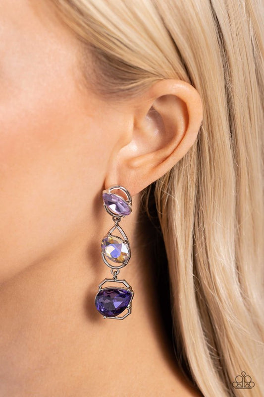 Dimensional Dance - Purple - Paparazzi Earring Image