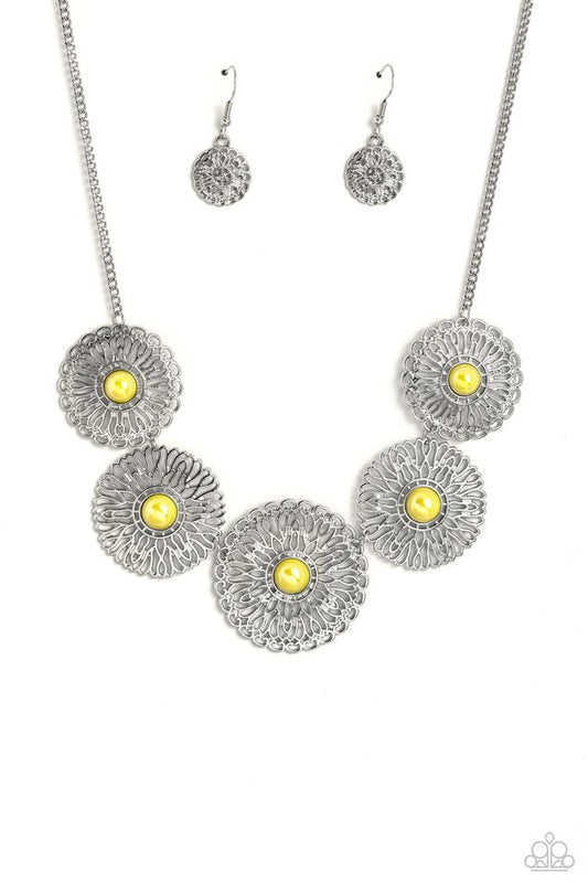 Chrysanthemum Craze - Yellow - Paparazzi Necklace Image
