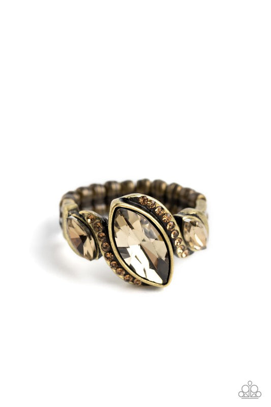 Tilted Triplets - Brass - Paparazzi Ring Image