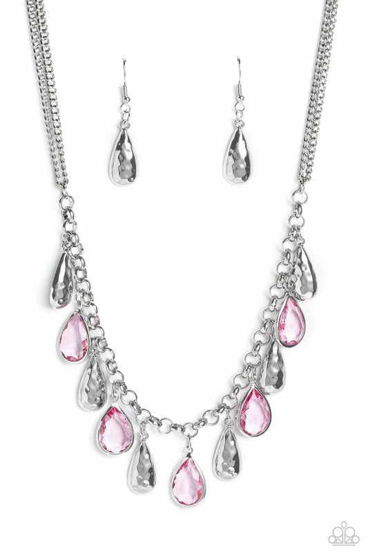 Teardrop Timbre - Pink - Paparazzi Necklace Image