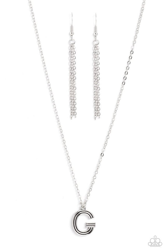 Leave Your Initials - Silver - G - Paparazzi Necklace Image