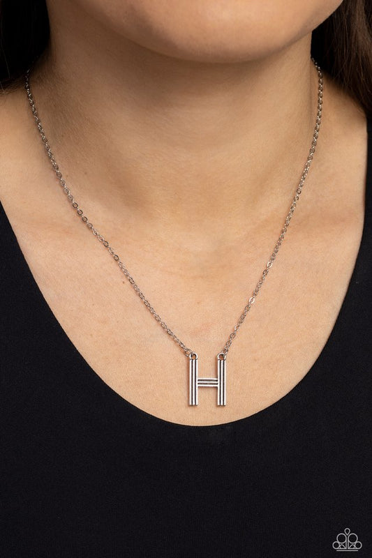 Leave Your Initials - Silver - H - Paparazzi Necklace Image