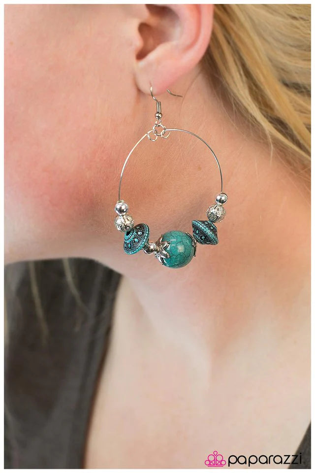 Paparazzi Earring ~ Move Along - Blue