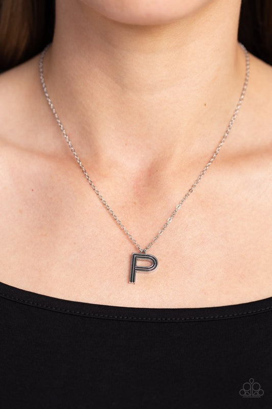 Leave Your Initials - Silver - P - Paparazzi Necklace Image