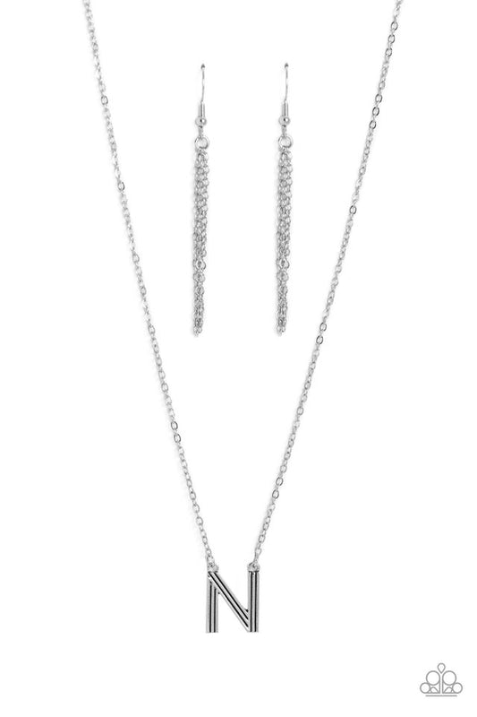 Leave Your Initials - Silver - N - Paparazzi Necklace Image