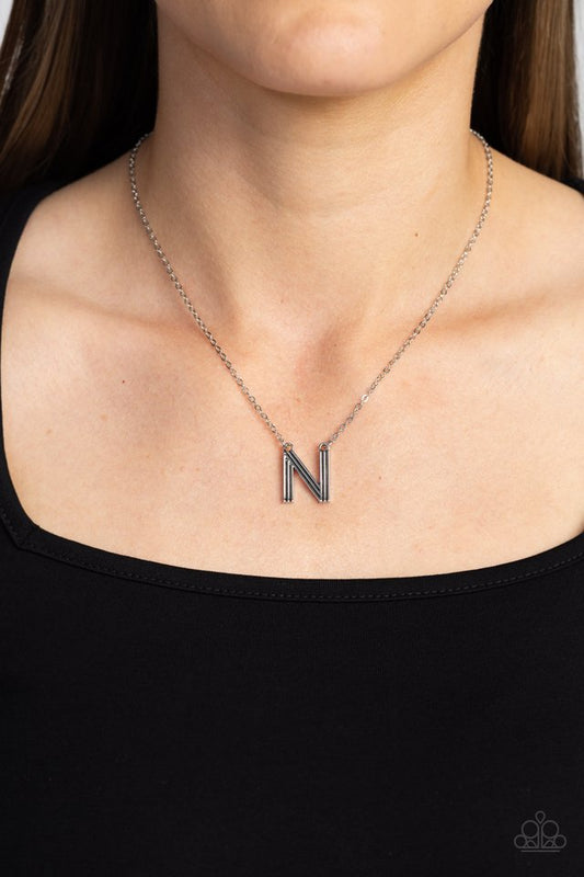 Leave Your Initials - Silver - N - Paparazzi Necklace Image