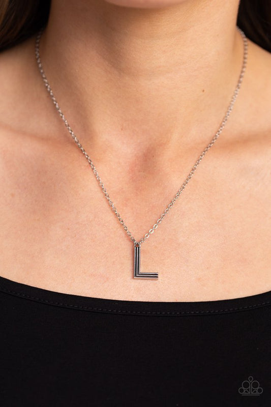 Leave Your Initials - Silver - L - Paparazzi Necklace Image