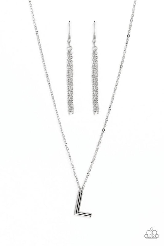 Leave Your Initials - Silver - L - Paparazzi Necklace Image