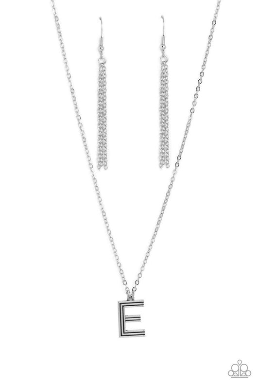 Leave Your Initials - Silver - E - Paparazzi Necklace Image