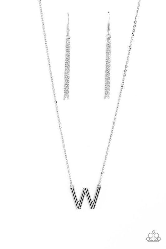 Leave Your Initials - Silver - W - Paparazzi Necklace Image