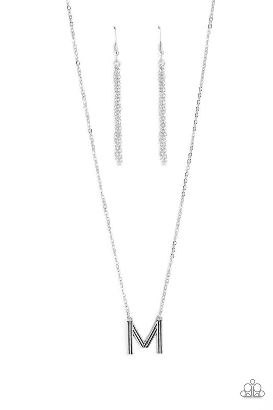 Leave Your Initials - Silver - M - Paparazzi Necklace Image