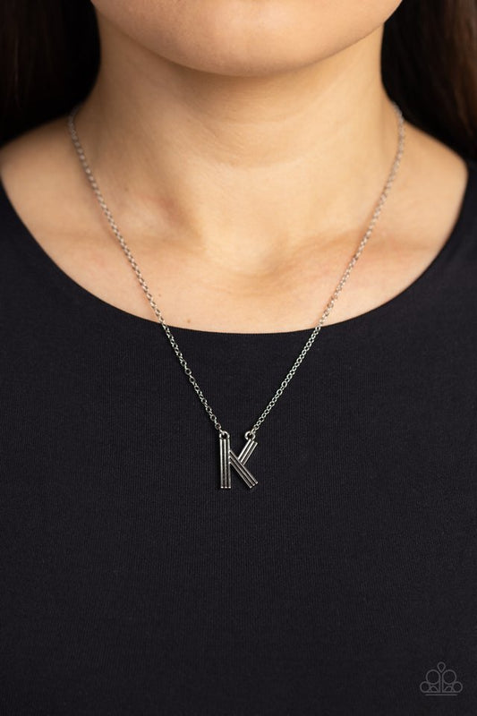 Leave Your Initials - Silver - K - Paparazzi Necklace Image