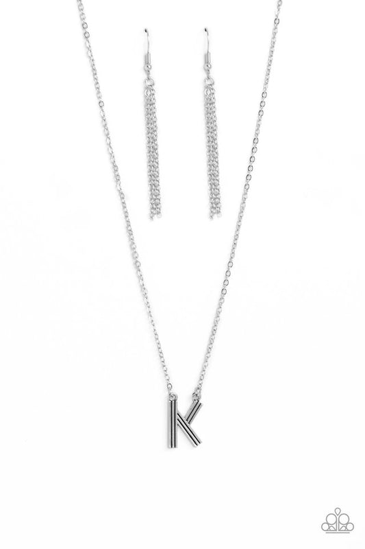 Leave Your Initials - Silver - K - Paparazzi Necklace Image