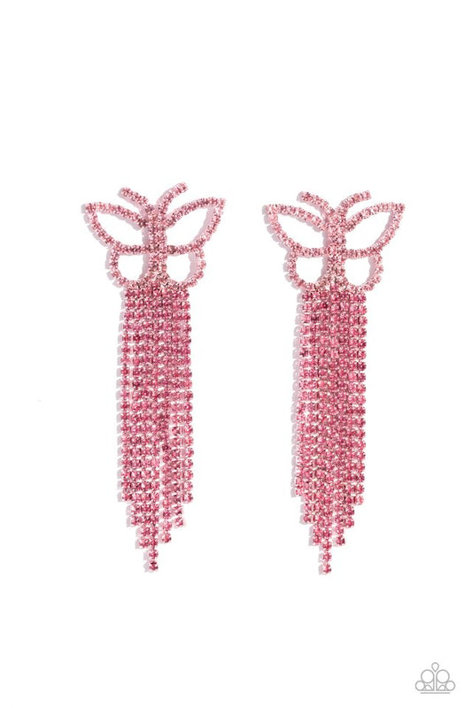 Billowing Butterflies - Pink - Paparazzi Earring Image