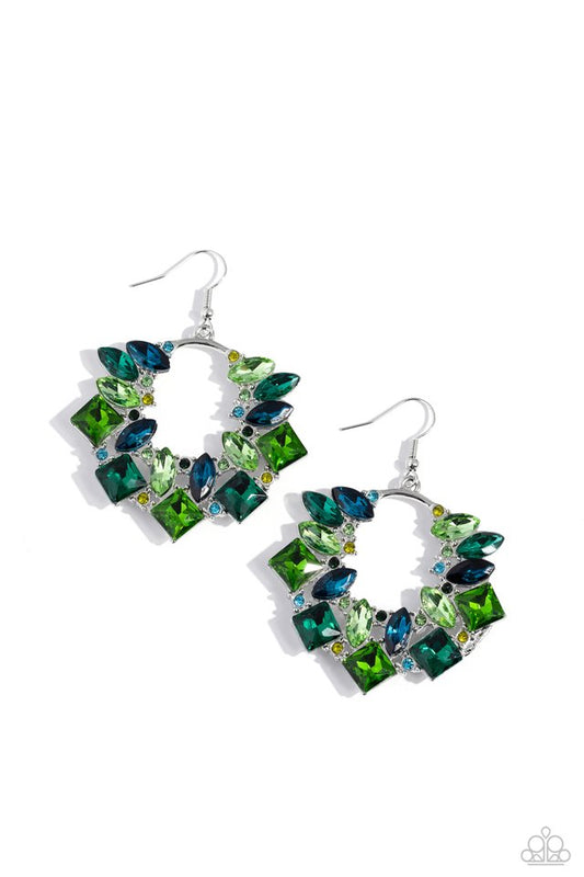 Wreathed in Watercolors - Green - Paparazzi Earring Image