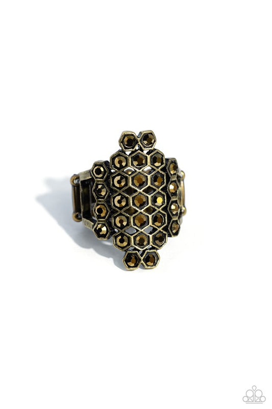 Honeycomb Haute - Brass - Paparazzi Ring Image