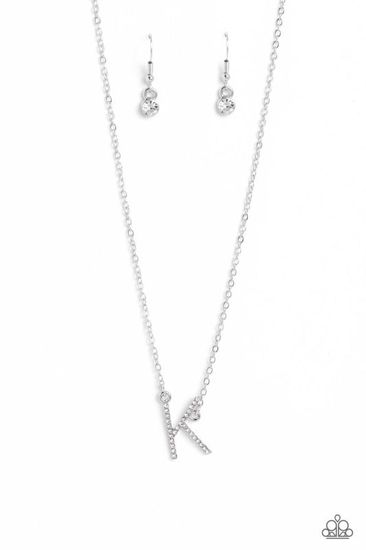 INITIALLY Yours - K - White - Paparazzi Necklace Image