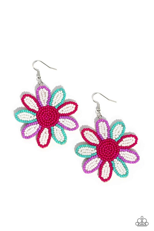Decorated Daisies - White - Paparazzi Earring Image