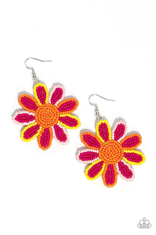 Decorated Daisies - Pink - Paparazzi Earring Image