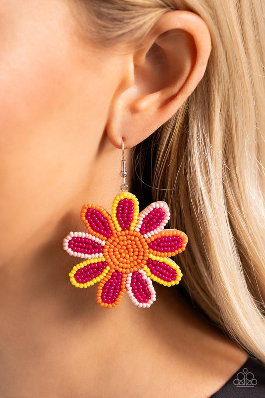 Decorated Daisies - Pink - Paparazzi Earring Image