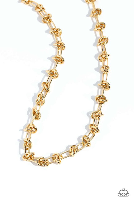 Knotted Kickoff - Gold - Paparazzi Necklace Image