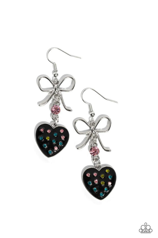 BOW Away Zone - Black - Paparazzi Earring Image