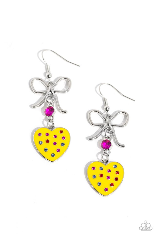 BOW Away Zone - Yellow - Paparazzi Earring Image
