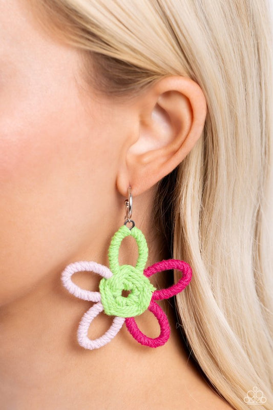 Spin a Yarn - Pink - Paparazzi Earring Image