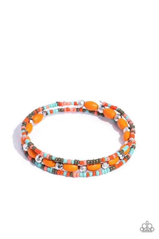 For WOOD Measure - Orange - Paparazzi Bracelet Image