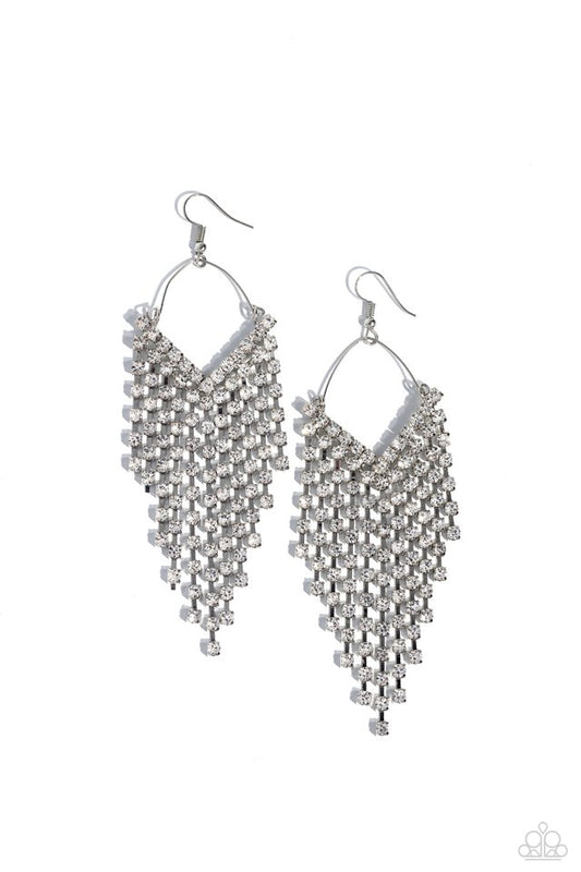 V Fallin - White - Paparazzi Earring Image