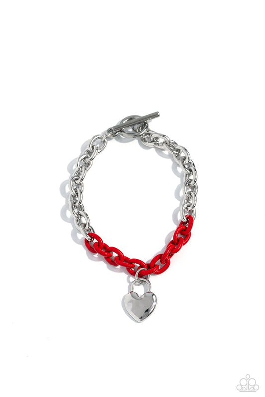 Locked and Loved - Red - Paparazzi Bracelet Image