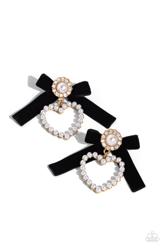 BOW and Then - Gold - Paparazzi Earring Image