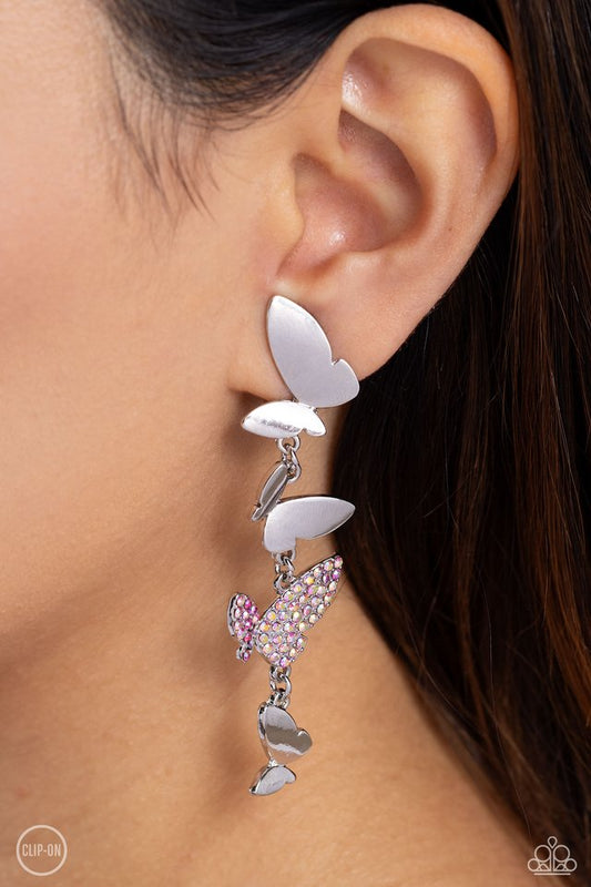 Flying Flashy - Pink - Paparazzi Earring Image