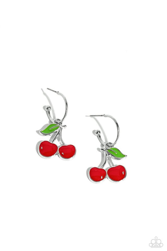 Cherry Caliber - Red - Paparazzi Earring Image