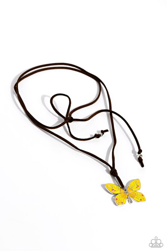 Winged Wanderer - Yellow - Paparazzi Necklace Image