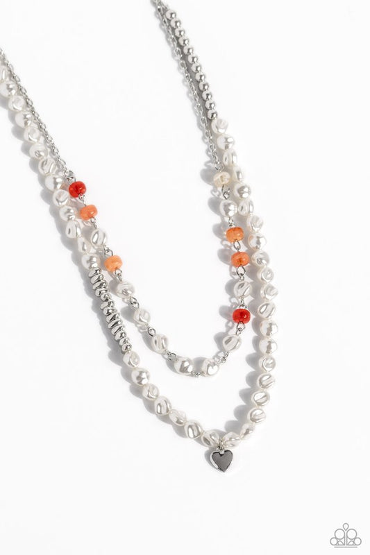 Pearl Pact - Orange - Paparazzi Necklace Image