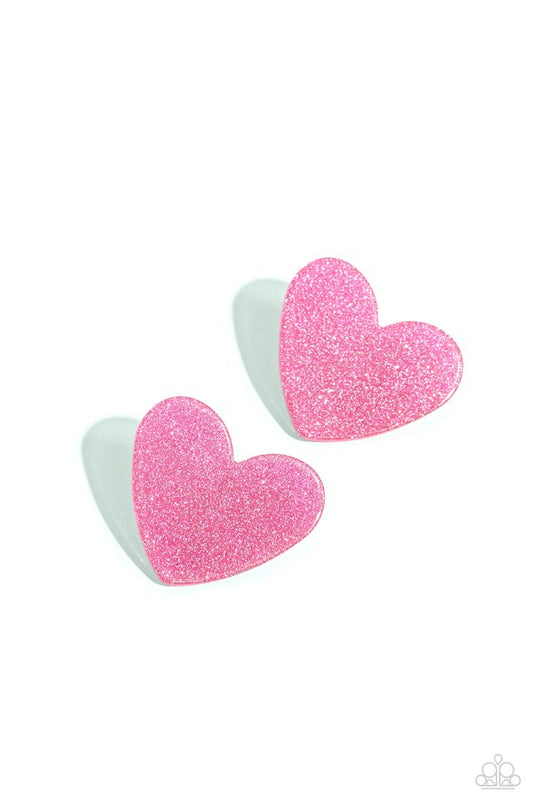 Sparkly Sweethearts - Pink - Paparazzi Earring Image