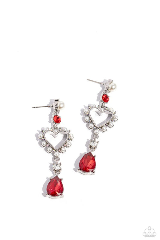 Lovers Lure - Red - Paparazzi Earring Image