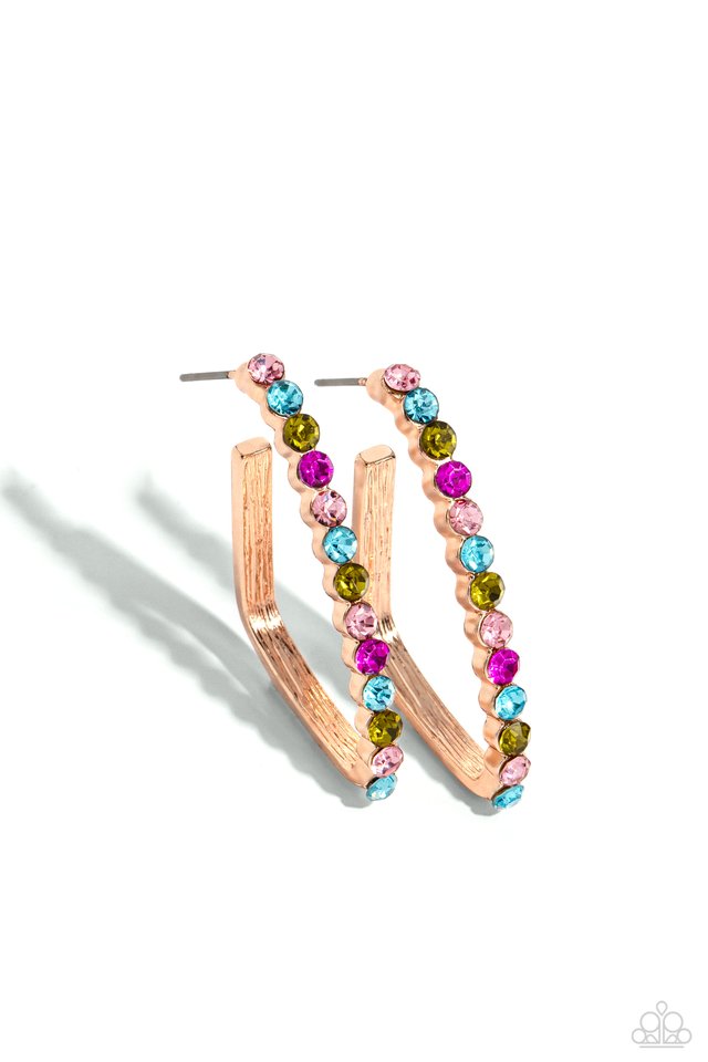 Triangular Tapestry - Rose Gold - Paparazzi Earring Image