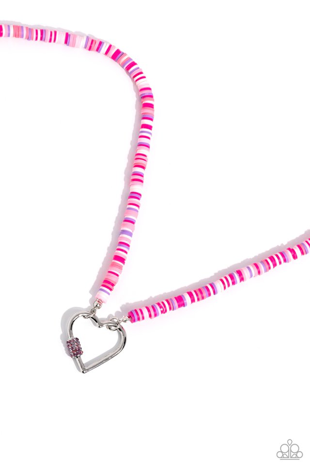 Keepsakes Carabiner Necklace in Pink by Farrah B