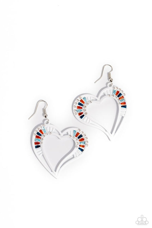 Embellished Emeralds - White - Paparazzi Earring Image