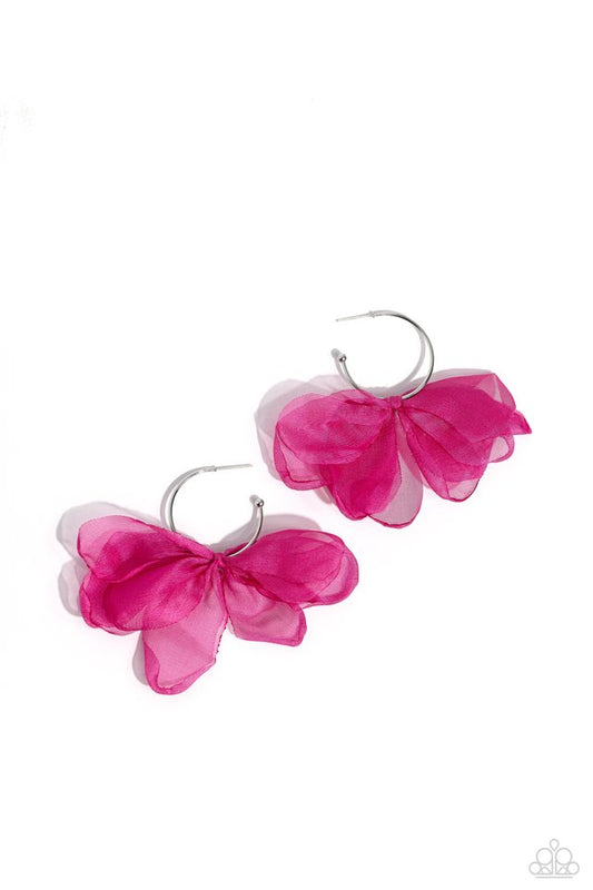 Chiffon Class - Pink - Paparazzi Earring Image