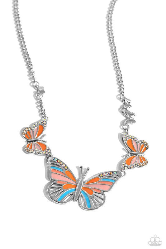 The FLIGHT Direction - Orange - Paparazzi Necklace Image