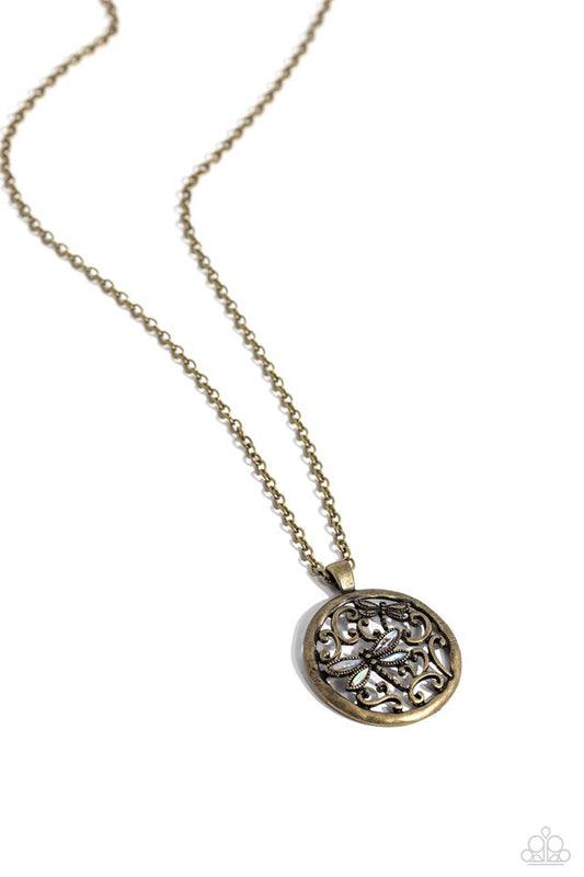 Dragonfly Daydream - Brass - Paparazzi Necklace Image