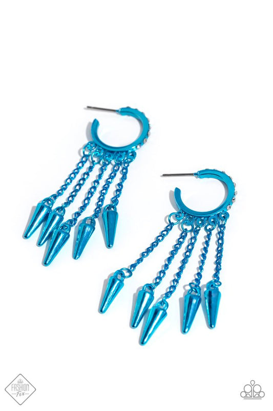 Piquant Punk - Blue - Paparazzi Earring Image